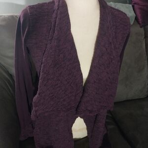 Max Jeans Purple Cardigan Sweater Open Front Textured Knit